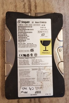 Dysk Twardy HDD IDE ATA Seagate 40GB RETRO PC