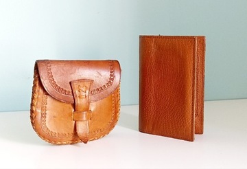 Mała skórzana torebka i portfel - Vintage - PPL - 