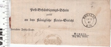 Niemcy Breslau Rempen list koperta unikat 19 wiek
