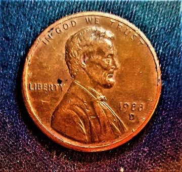 LINCOLN  CENT---1988-D--USA---BŁĘDY--FOTO