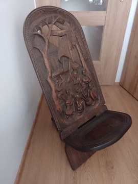 Afrykańskie Krzesło Rzeźbione Heban 