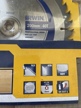 Tarcza do drewna IRWIN 200 mm /40T nowa 