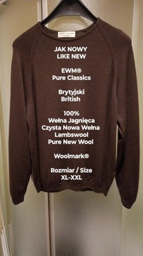 EWM Pure Classics Damski sweter / bluza z wełny jagnięcej, Roz. XL-XXL