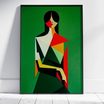 Obraz w stylu kubistycznym, kobieta - 30x40