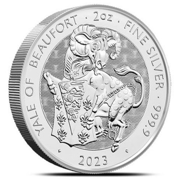 Yale of Beaufort Bestie Tudorów 2 oz ag999 srebra