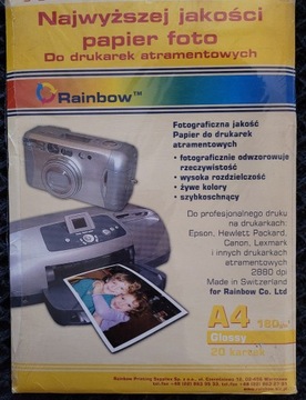 Papier fotograficzny Glossy firmy Rainbow A4