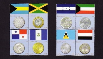 ONZ Nowy Jork 2010 - flagi i monety, Mi 1177-84 