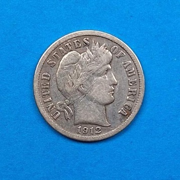 USA 10 centów, Barber One dime 1912 S, Ag 0,900 