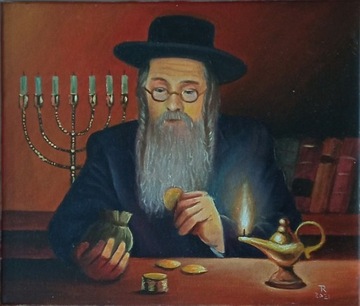 żyd na szczęście-obraz olejny