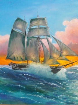 Obraz olejny Żaglowiec statek