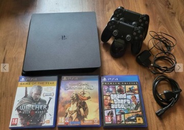 PlayStation 4 +dwa pady +stacja ładująca +3 gry