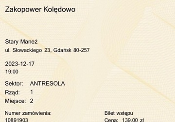 Bilety Zakopower Kolędowo