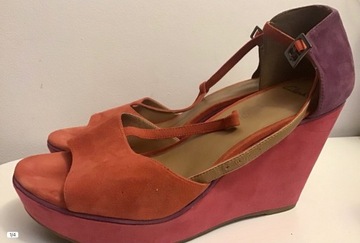 Różowo - fioletowe - buty na koturnie Clanks