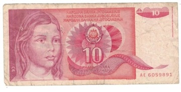 Jugosławia 10 Dinara, 1990 r obiegowy