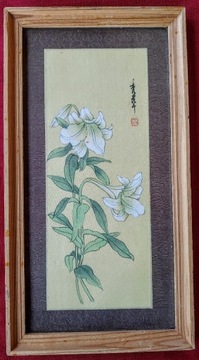 Chiny Japonia obraz kwiaty malowane na jedwabiu 2