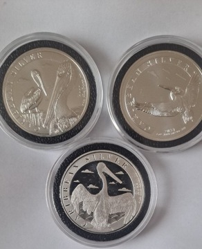 Pelikan Barbados srebrne monety kolekcjonerskie 