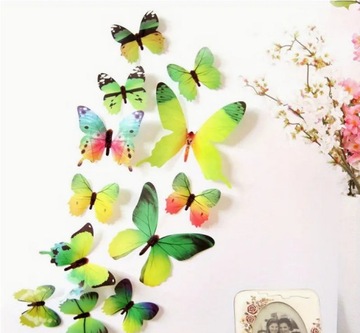 Naklejki ścienne 3D z motylami 12 sztuk zielone
