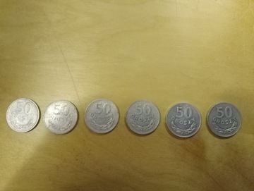 50 groszy PRL zestaw 6 monet 
