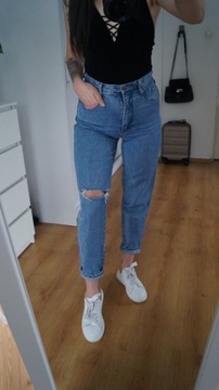 Spodnie mom jeans 36 S gruby jeans