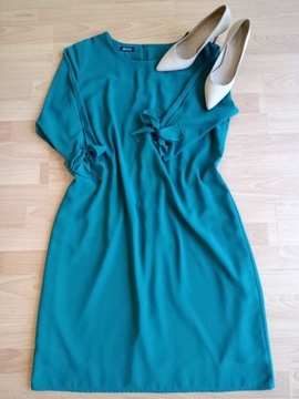 Zielona sukienka butelkowa zieleń rozmiar 50 rękaw 3/4 midi