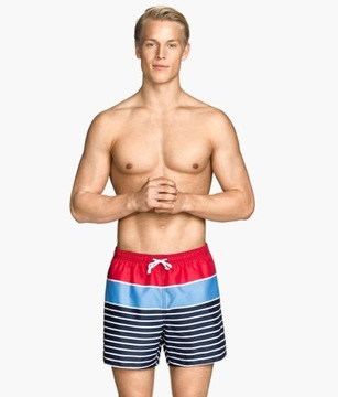H&M spodenki szorty plażowe kąpielowe paski wada M L 