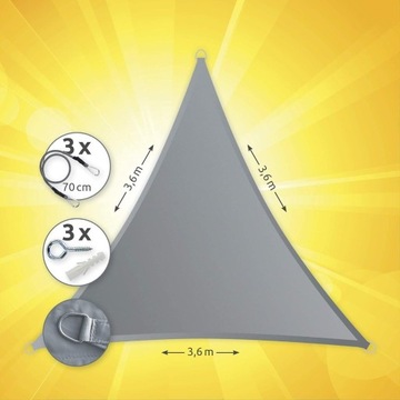 Żagiel przeciwsłoneczny osłona trójkąt 3,6m