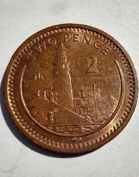 WIELKA BRYTANIA Gibraltar 2 Pence 1994 AA ŁADNA