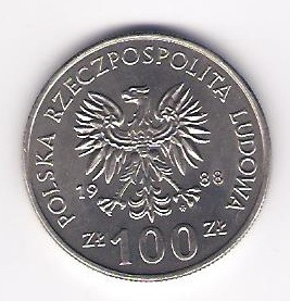 Moneta 100 zł-1988r 170 Rocz Powst Wlkp 
