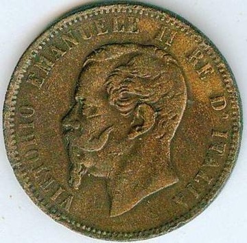 WŁOCHY WIKTOR EMANUEL 10 CENT. 1866 Cu ładny stan 