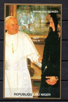 Niger 1998 rok - Papież Jan Paweł II + Diana blok cięty