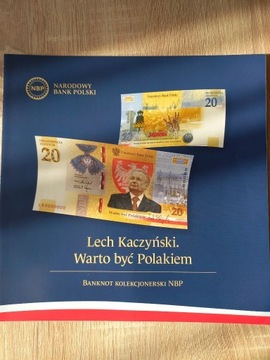 Folder do banknotu Lech Kaczyński Warto być Polak.