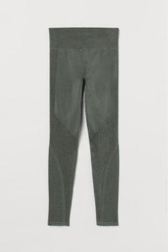 H&M leginsy legginsy sportowe wyszczuplające khaki fastdry zielone wysokie