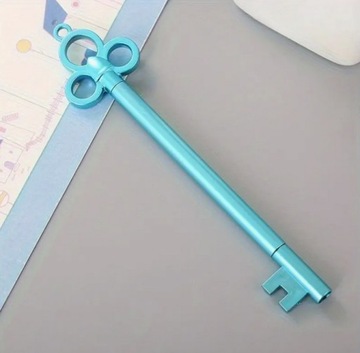 długopis klucz niebieski metalic czarny wkład 