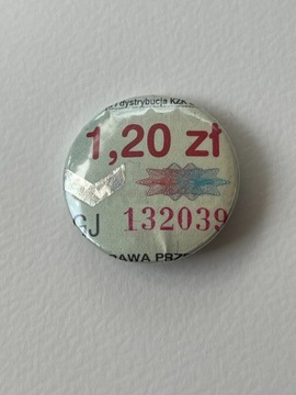 Button przypinka handmade bilet autobusowy unikat 