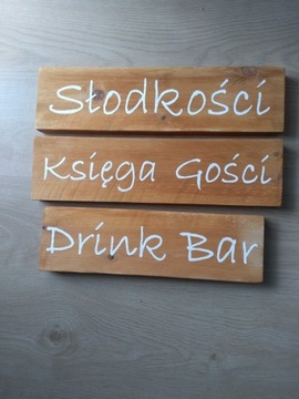 Drewniane napisy ślubne - Drink Bar, Księga Gości