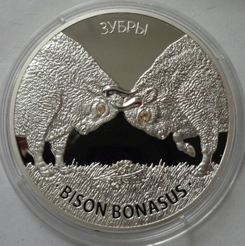 Żubry Białoruś 2012 moneta 20 rubli, srebro