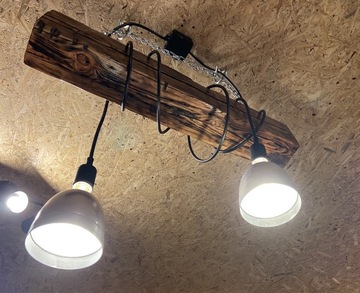 Lampa loft z belki industrialna handmade