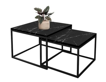 Zestaw stolików kawowych 2w1 loft marmur black