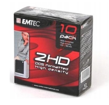 Dyskietki EMTEC 3,5'' 2HD DOS 1,44MB 10szt czarne