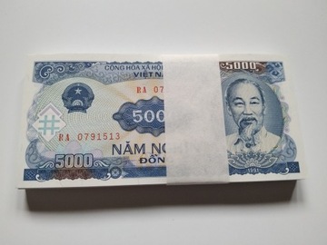 5000 Dong Wietnam stan UNC paczka bankowa