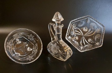 Komplet kryształowy nr(1), 2 patery i karafka, szkło kryształowe