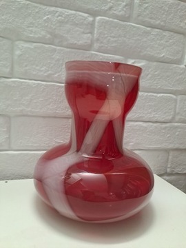 Piękny czerwony wazon huta Krosno