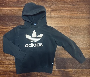 Adidas hoodie czarna bluza kangurka kaptur 146 152