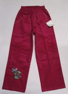 Spodnie  sztruksowe  amarant rozmiar 122