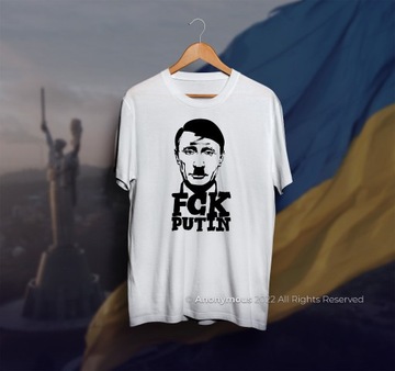 Koszulka - Wojna na Ukrainie. Model FCK PUTIN L