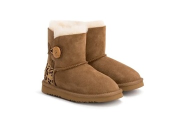 UGG KIDS ŚNIEGOWCE SKÓRA ROZ 26 PANTERKA GUZIK