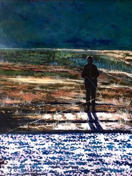 Malczewski „ Angler”acrylic,canvas,80x60.