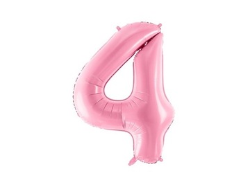Balon foliowy cyfra "4" różowy, pastelowy 86 cm