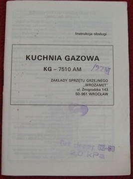 Instrukcja obsługi z 1989 r. - KUCHNIA GAZOWA  