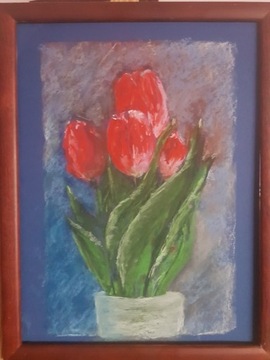 Tulipany kwiaty suche pastele, 